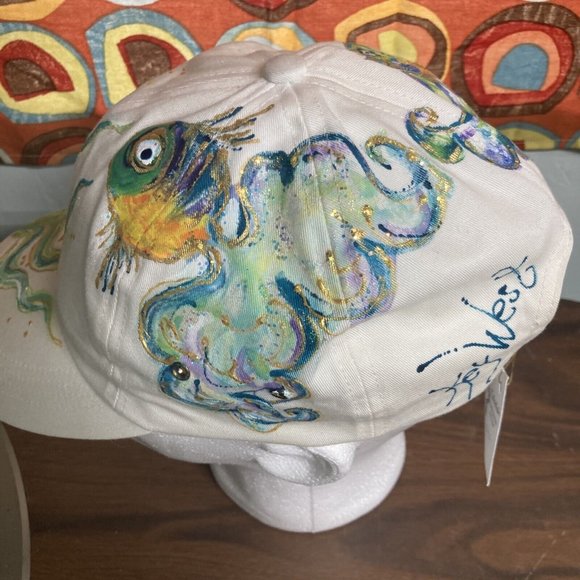 Taloolah Designs Artist Hand Painted Key West Fish Glitter Snapback Hat Cap NWT - Picture 2 of 8